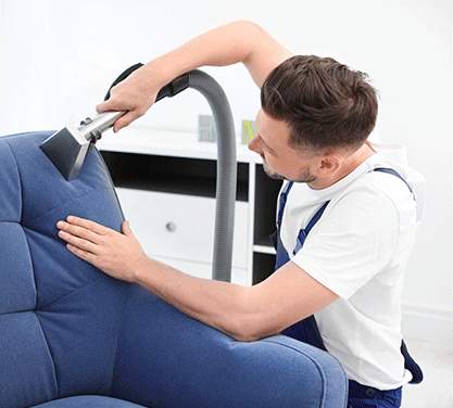 steam cleaning blue couch